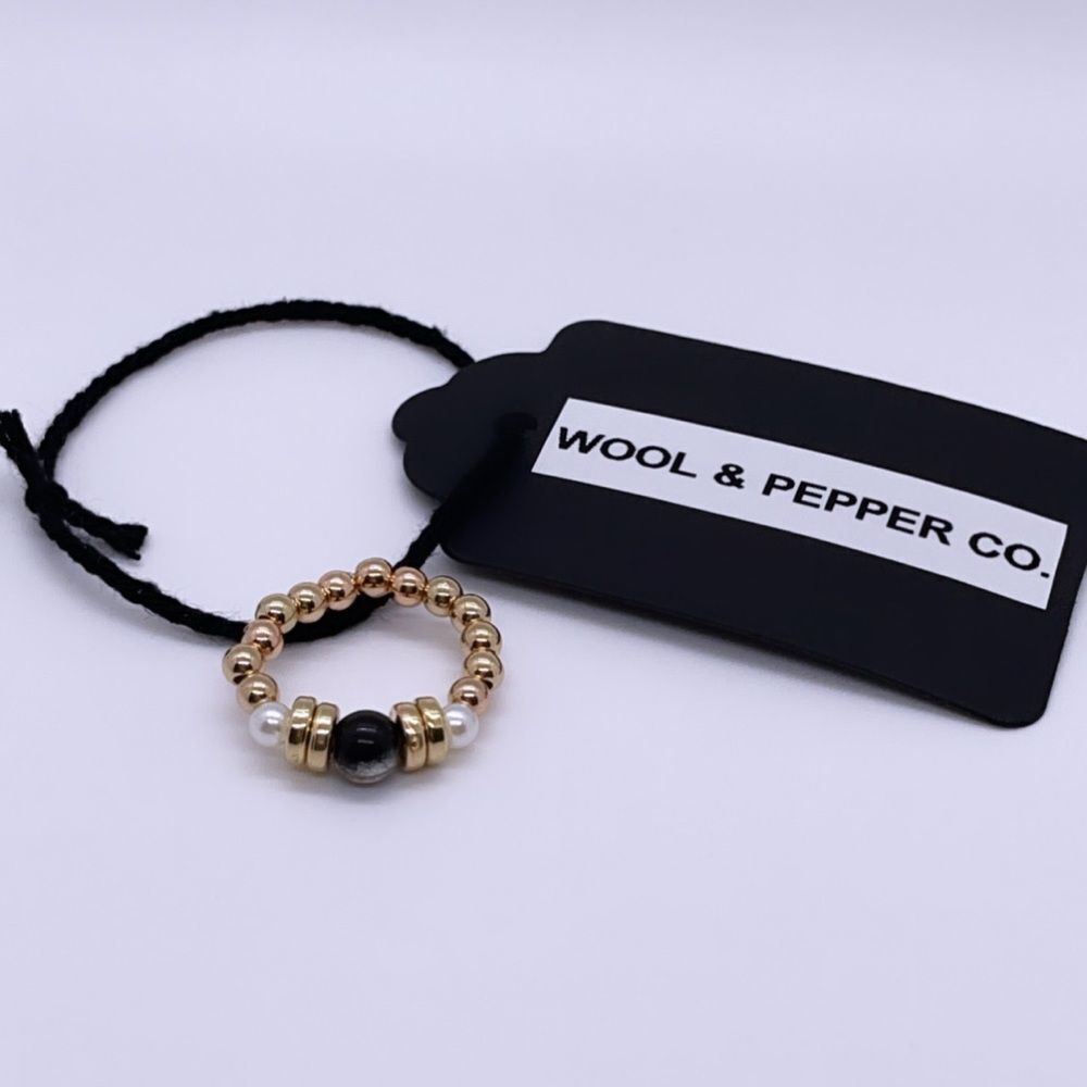 NWT Wool + Pepper Co. Beaded Stackable Ring